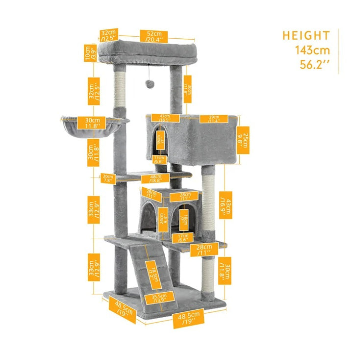 Grey Cat Tree - Perched Nest - L