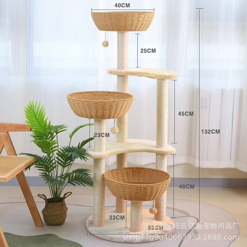 Arbre a chat Design en Bois Massif - Modèle SkyNest