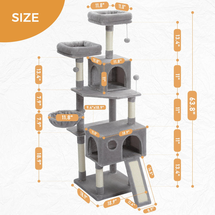 Grey Cat Tree - Perched Nest - L